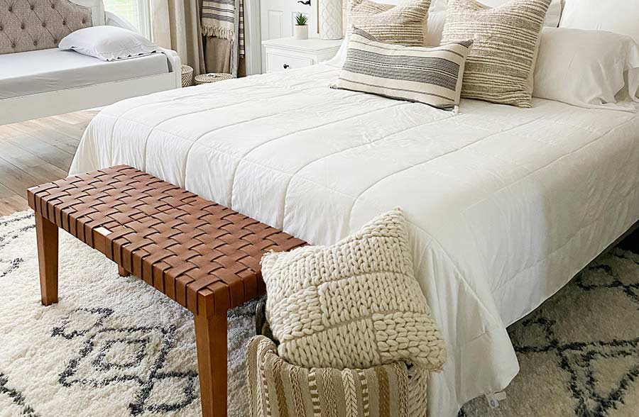 Woven Leather Bench