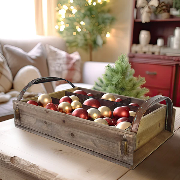 Rusted Patina Southwestern Wood Tray with Handles