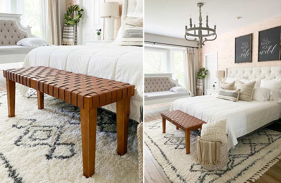 Woven Leather Bench