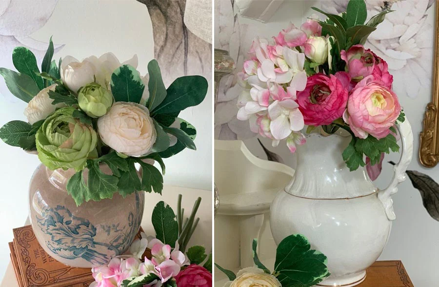 Lifelike Lush Hydrangea and Ranunculus Mixed Bouquet, Pick Your Arrangement
